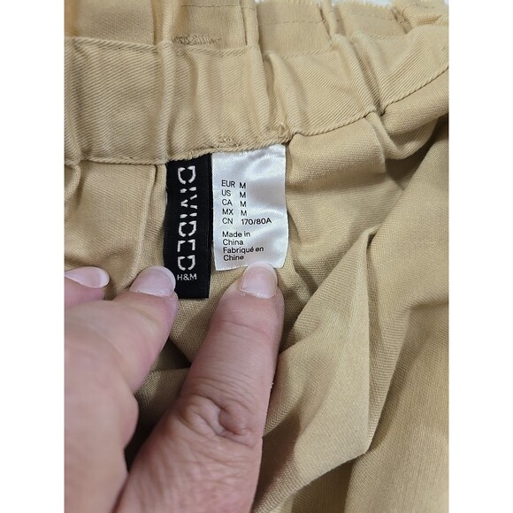 Y2K Paperbag Pleated Mini Skirt Womens Med Grunge Beige Raw Hem Skater Divided - Picture 6 of 7